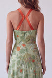 Vestido formal longo floral floral Sage Sage A-Line Halter Dusty com laço