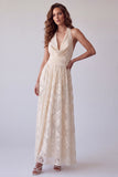 Vestido formal longo e franzido em linha A em marfim floral