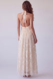 Vestido formal longo e franzido em linha A em marfim floral