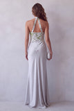 Vestido Formal Longo de Cetim Cinzento Cinzento Felal
