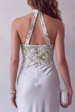 Vestido Formal Longo de Cetim Cinzento Cinzento Felal