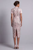Vestido de mãe da noiva, vestido midi de decote quadrado, decote quadrado, cor-de-rosa claro e cinto