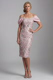 Vestido midi Mãe da Noiva Vestido de Mãe da Noiva em Rosa Rosa Claro