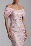 Vestido midi Mãe da Noiva Vestido de Mãe da Noiva em Rosa Rosa Claro