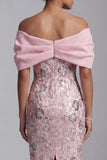Vestido midi Mãe da Noiva Vestido de Mãe da Noiva em Rosa Rosa Claro