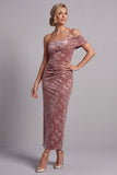 Vestido Mãe da Noiva Veludo Desert Rose Velvet Assimétrico de um ombro e franzido