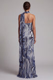 Lantejoulas azul-marinho Vestido longo de mãe da noiva com lantejoulas azul-marinho