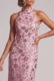 Vestido de mãe da noiva comprido Vestido de mãe da noiva em camadas malva vintage com folhos com folhos
