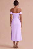 Vestido de Noivado Midi Espartilho Branco de Ombros Descobertos