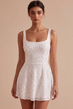 Vestidinho Mini Branco Mini Branco de Lantejoulas Brilhantes