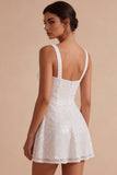 Vestidinho Mini Branco Mini Branco de Lantejoulas Brilhantes