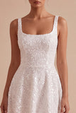Vestidinho Mini Branco Mini Branco de Lantejoulas Brilhantes
