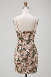 Vestido Curto de Regresso ao Casal, Corset Corpete Cáqui Claro, Bodycon Sweetheart Curto com Fenda Lateral