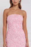 Vestido longo de dama de honor cor-de-rosa cor-de-rosa com bainha e lantejoulas
