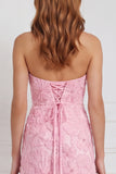 Vestido longo de dama de honor cor-de-rosa cor-de-rosa com bainha e lantejoulas