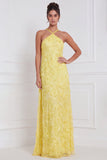 Vestido comprido de dama de honor azul claro A-Line A-Line floral com missangas