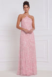 Vestido comprido de dama de honor azul claro A-Line A-Line floral com missangas
