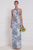 Vestido longo de dama de honor azul poeirento azul empoeirado