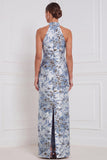 Vestido longo de dama de honor azul poeirento azul empoeirado