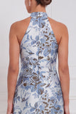 Vestido longo de dama de honor azul poeirento azul empoeirado