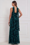 Vestido de dama de honor preto, sem alças, veludo arrugado, veludo comprido, com cachecol