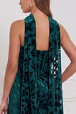Vestido de dama de honor preto, sem alças, veludo arrugado, veludo comprido, com cachecol