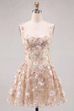 Vestido Curto Curto de Regresso a Casa A-Line A-Line Sweetheart com Lantejoulas