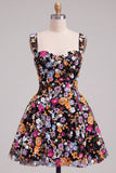 Vestido Curto Curto de Regresso a Casa A-Line A-Line Sweetheart com Lantejoulas