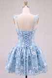 Vestido Curto de Regresso a Casa Corselado Corset Linha A cor-de-rosa com flores