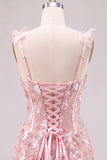 Corset cor-de-rosa, vestido curto floral floral de regresso a casa, renda nas costas