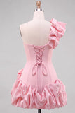 Espresso Vestido Curto Pérola Com Folhos e Vestido de Finalistas Espresso com Bainha Folhosa