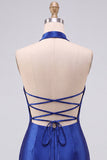 Azul Real Bodycon Pérolas, Pérolas com Strass, Vestido Curto de Regresso a Casa