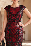 Vestido Flapper dos anos 1920 com mangas vintage vintage pretas com franjas, lantejoulas
