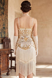 Vestido Flapper sem mangas dos anos 1920 com lantejoulas pretas pretas e lantejoulas vintage