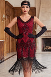 Vestido de flapper dos anos 1920 com Lantejoulas Pretas Douradas Bodycon Bodycon