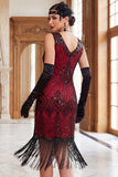 Vestido de flapper dos anos 1920 com Lantejoulas Pretas Douradas Bodycon Bodycon