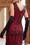 Vestido de flapper dos anos 1920 com Lantejoulas Pretas Douradas Bodycon Bodycon