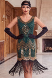 Vestido de flapper dos anos 1920 com Lantejoulas Pretas Douradas Bodycon Bodycon