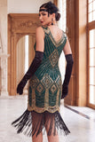 Vestido de flapper dos anos 1920 com Lantejoulas Pretas Douradas Bodycon Bodycon