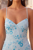 Vestido Curto de Regresso a Casa com Alças Finas Bodycon Damasco e Lantejoulas