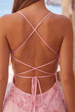 Vestido Curto de Regresso a Casa com Alças Finas Bodycon Damasco e Lantejoulas