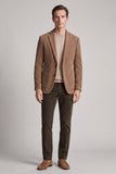 Blazer masculino de 2 botões com lapela de entalhe caqui e bolsos