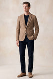 Blazer masculino de 2 botões com lapela de entalhe caqui e bolsos