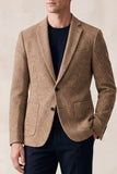 Blazer masculino de 2 botões com lapela de entalhe caqui e bolsos