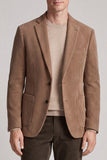 Blazer masculino de 2 botões com lapela de entalhe caqui e bolsos