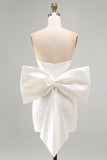 Vestido Curto de Regresso a Casa Bodycon Corset Bodycon Corset Branco com Laço Grande