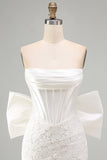 Vestido Curto de Regresso a Casa Bodycon Corset Bodycon Corset Branco com Laço Grande