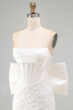 Vestido Curto de Regresso a Casa Bodycon Corset Bodycon Corset Branco com Laço Grande