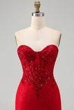 Espartilho de Lantejoulas Bodycon Bodycon Vermelho, Vestido Curto de Regresso a Casa com renda