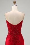 Espartilho de Lantejoulas Bodycon Bodycon Vermelho, Vestido Curto de Regresso a Casa com renda